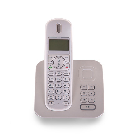 Household cordless telephone isolated on white backgroundの写真素材