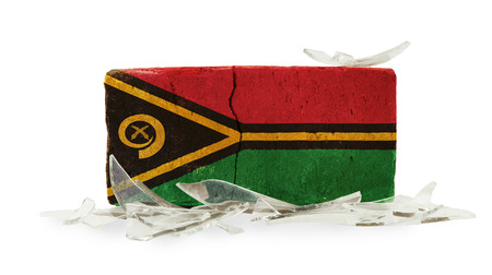 Brick with broken glass, violence concept, flag of Vanuatuの写真素材