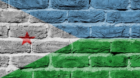 Very old brick wall texture, flag of Djiboutiの写真素材