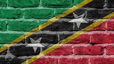 Very old brick wall texture, flag of Saint Kitts and Nevisの写真素材