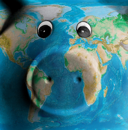 Unique pink ceramic piggy bank isolated, worldの写真素材