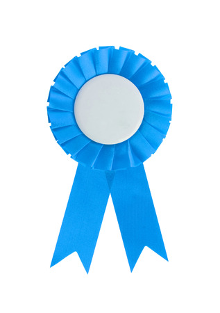 Award ribbon isolated on a white background, light blueの写真素材