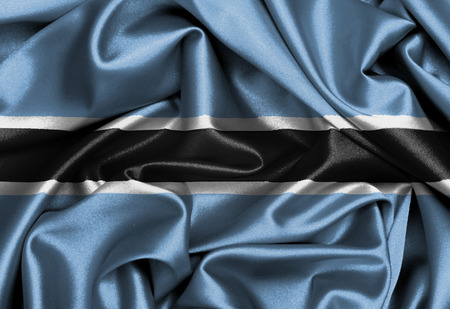 Satin flag, three dimensional render, flag of Botswanaの写真素材
