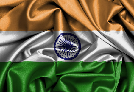 Satin flag, three dimensional render, flag of Indiaの写真素材