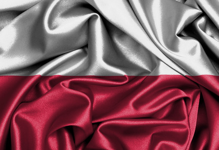 Satin flag, three dimensional render, flag of Polandの写真素材