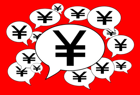 Communication and business concept - Speech cloud, yen signsの写真素材