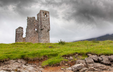 Ruins of an old castle in Scotlandの写真素材