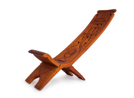 Unique wooden chair from Suriname, isolated on whiteの写真素材