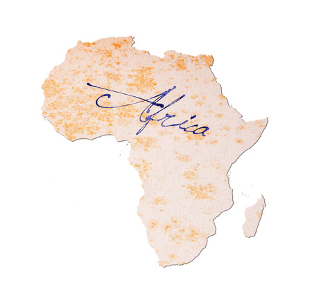 Africa - Old paper with handwriting, blue inkの写真素材