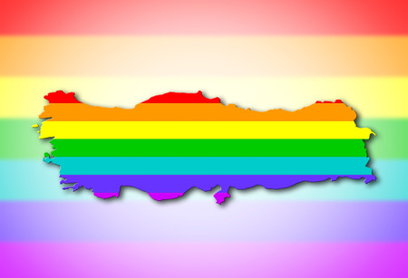 Turkey - Map, filled with a rainbow flag patternの写真素材