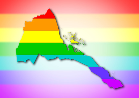 Eritrea - Map, filled with a rainbow flag patternの写真素材
