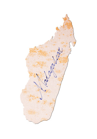 Old paper with handwriting, blue ink - Madagascarの写真素材