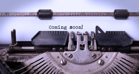 Vintage inscription made by old typewriter, coming soonの写真素材