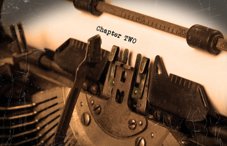 Close-up of an old typewriter with paper, perspective, selective focus, chapter twoの写真素材