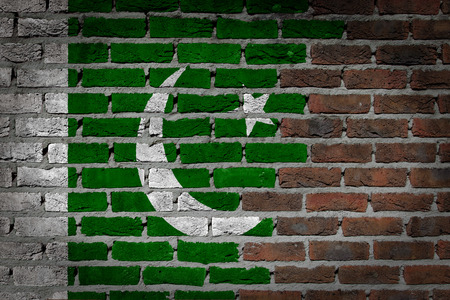 Very old dark red brick wall texture with flag - Pakistanの写真素材