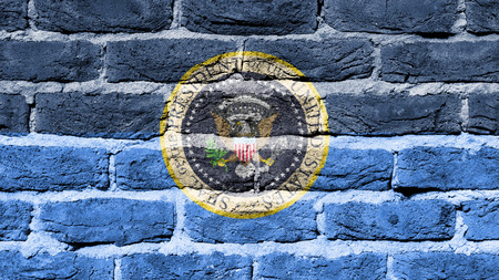 Very old brick wall texture, presidential sealの写真素材