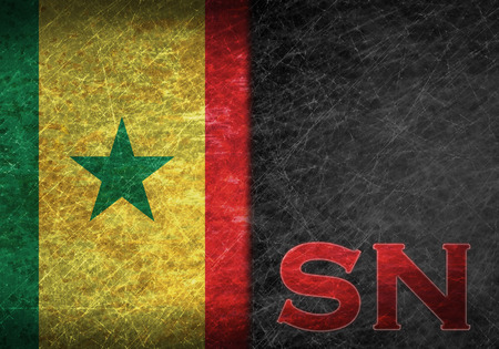 Old rusty metal sign with a flag and country abbreviation - Senegalの写真素材