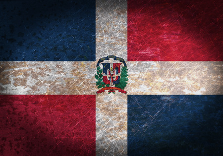 Old rusty metal sign with a flag - Dominican Republicの写真素材