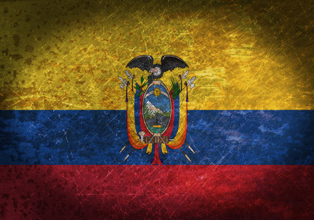 Old rusty metal sign with a flag - Ecuadorの写真素材