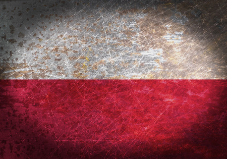 Old rusty metal sign with a flag - Polandの写真素材