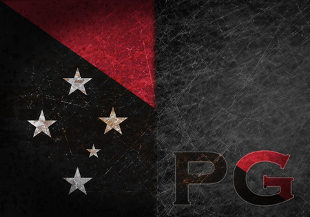 Old rusty metal sign with a flag and country abbreviation - Papua New Guineaの写真素材