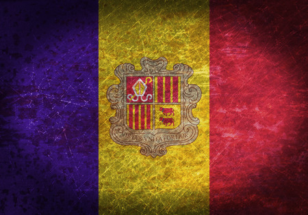 Old rusty metal sign with a flag - Andorraの写真素材