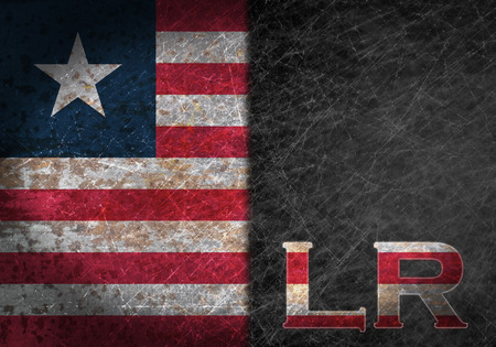 Old rusty metal sign with a flag and country abbreviation - Liberiaの写真素材