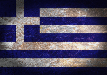 Old rusty metal sign with a flag - Greeceの写真素材
