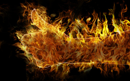 Thumbs up from the ghost - orange handの写真素材