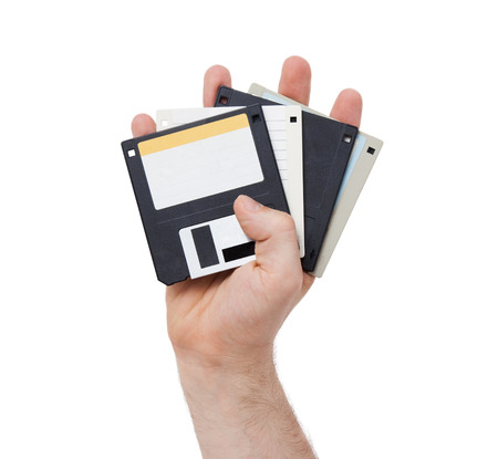 Floppy disk, data storage support, isolated on whiteの写真素材