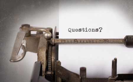 Vintage inscription made by old typewriter, Questions?の写真素材