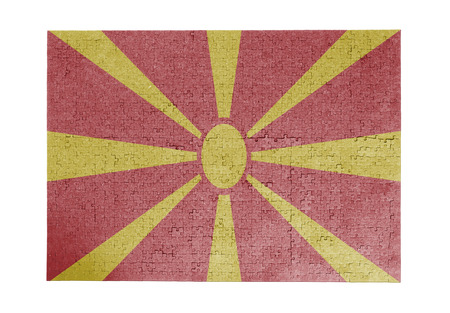 Large jigsaw puzzle of 1000 pieces with flag of Macedoniaの写真素材