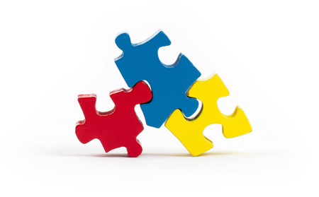 Jigsaw puzzle pieces isolated on a white background