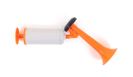 Manual air horn isolated on white backgroundの写真素材