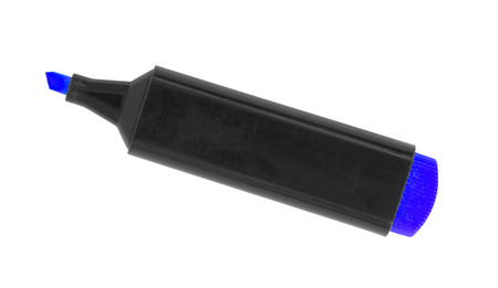 Blue highlighter isolated over a white backgroundの写真素材