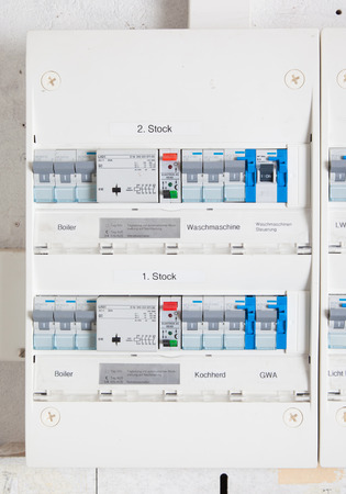 Old german fusebox, with blue buttons, Switzerland
