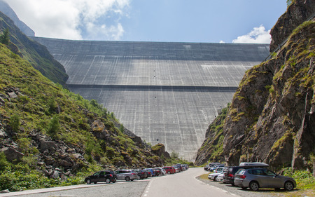 GRANDE DIXENCE, SWITSERLAND - July 20, 2015. The Grande Dixence is the highest gravity dam in the world (285m) on July 20, 2015のeditorial素材