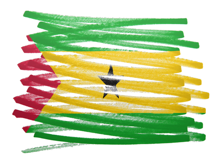 Flag illustration made with pen - Sao Tome and Principeの写真素材
