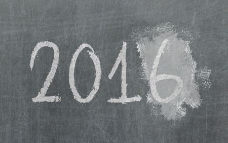 2016 - Old chalkboard with hand drawn textの写真素材