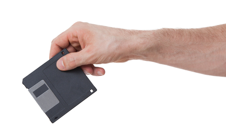 Floppy Disk - Tachnology from the past, isolated on white - empty label