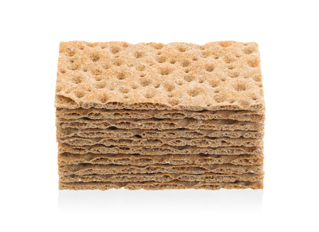 Stack of crackers (breakfast) isolated on a white backgroundの写真素材