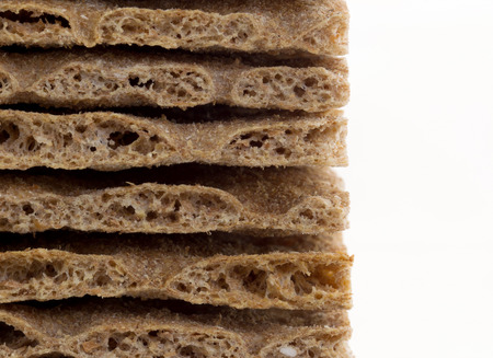 Stack of crackers (breakfast) isolated on a white backgroundの写真素材
