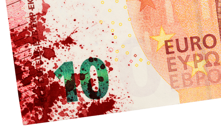 New ten euro banknote, isolated on white, close-upの写真素材
