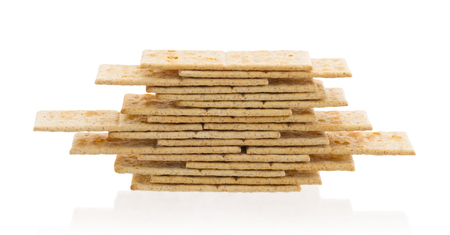 Stack of crackers isolated on a white background