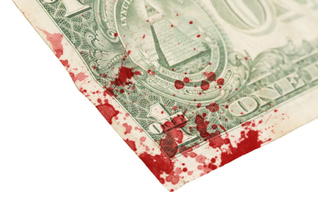 US one Dollar bill, close up photo, bloodの写真素材