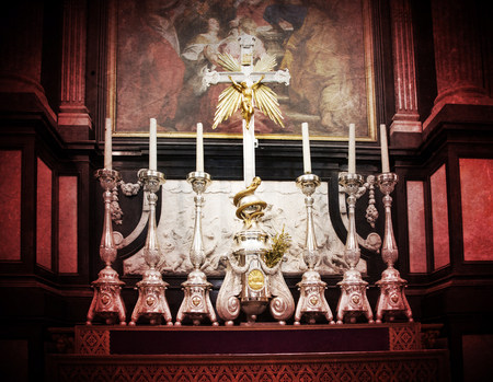 Inside of a creepy old church - Vintage dirty lookのeditorial素材