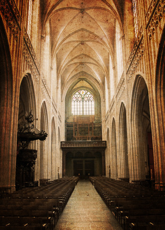 Inside of a creepy old church - Vintage dirty lookのeditorial素材