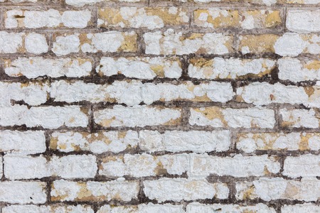 Background of old vintage dirty brick wall with peeling plaster, texture
