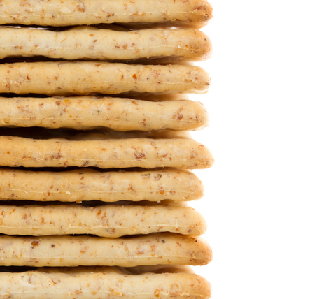 Close-up of crackers isolated on a white background
