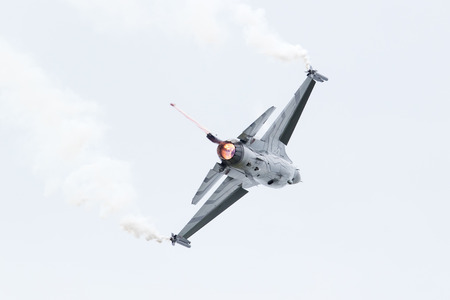 LEEUWARDEN, THE NETHERLANDS-JUNE 10, 2016: Belgium - Air Force General Dynamics F-16 AM at the Dutch...
